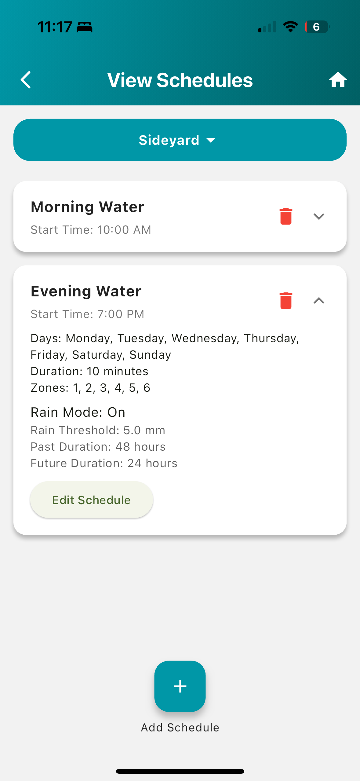 AquaFlower App Schedule